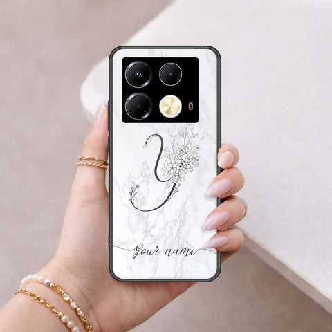 Infinix Note 40 Cover - Personalized Alphabet Series - HQ Ultra Shine Premium Infinity Glass Soft Silicon Borders Case