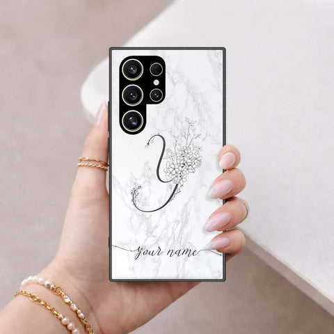 Samsung Galaxy S24 Ultra Cover - Personalized Alphabet Series - HQ Ultra Shine Premium Infinity Glass Soft Silicon Borders Case
