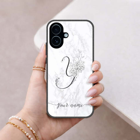 iPhone 18 - Personalized Alphabet Series - HQ Ultra Shine Premium Infinity Glass Soft Silicon Borders Case