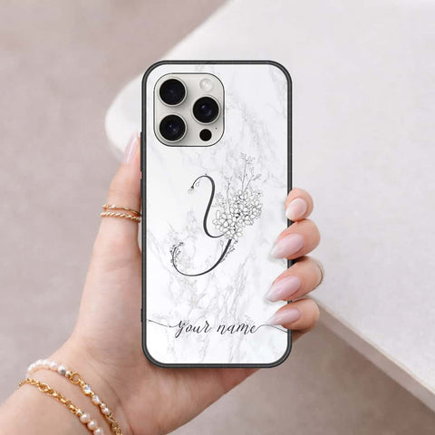 iPhone 16 Pro Max - Personalized Alphabet Series - HQ Ultra Shine Premium Infinity Glass Soft Silicon Borders Case