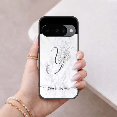 Google Pixel 10 Cover - Personalized Alphabet Series - HQ Ultra Shine Premium Infinity Glass Soft Silicon Borders Case