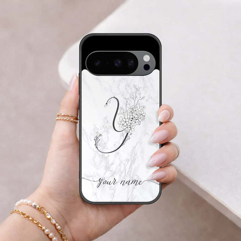 Google Pixel 9 Cover - Personalized Alphabet Series - HQ Ultra Shine Premium Infinity Glass Soft Silicon Borders Case