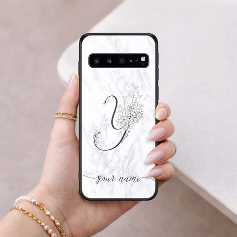 Samsung Galaxy S10 5G Cover - Personalized Alphabet Series - HQ Ultra Shine Premium Infinity Glass Soft Silicon Borders Case