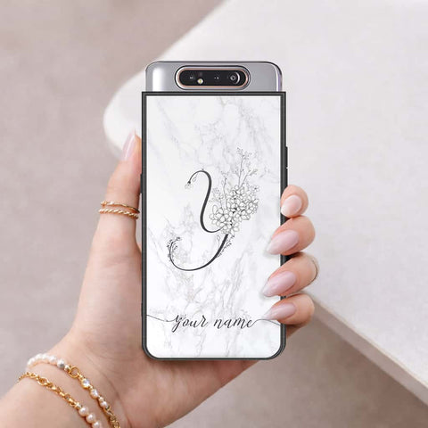 Samsung Galaxy A80 Cover - Personalized Alphabet Series - HQ Ultra Shine Premium Infinity Glass Soft Silicon Borders Case