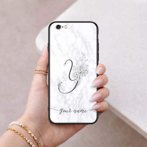iPhone 6S / 6 Cover - Personalized Alphabet Series - HQ Ultra Shine Premium Infinity Glass Soft Silicon Borders Case