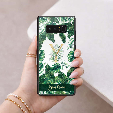 Samsung Galaxy Note 8 Cover - Personalized Alphabet Series - HQ Ultra Shine Premium Infinity Glass Soft Silicon Borders Case