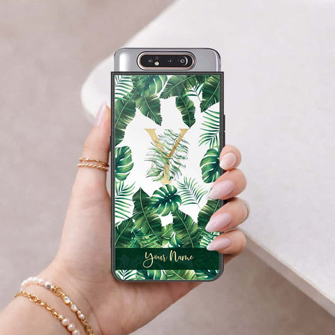 Samsung Galaxy A80 Cover - Personalized Alphabet Series - HQ Ultra Shine Premium Infinity Glass Soft Silicon Borders Case