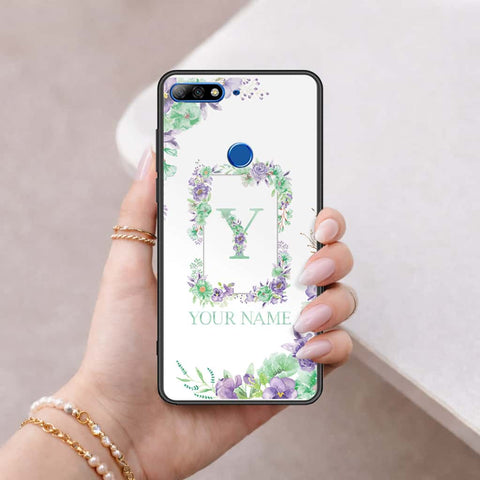 Huawei Y7 2018 Cover - Personalized Alphabet Series - HQ Ultra Shine Premium Infinity Glass Soft Silicon Borders Case