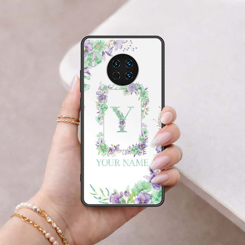 Huawei Mate 30 Cover - Personalized Alphabet Series - HQ Ultra Shine Premium Infinity Glass Soft Silicon Borders Case