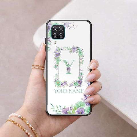 Samsung Galaxy A12 Cover - Personalized Alphabet Series - HQ Ultra Shine Premium Infinity Glass Soft Silicon Borders Case