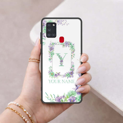 Samsung Galaxy A21s Cover - Personalized Alphabet Series - HQ Ultra Shine Premium Infinity Glass Soft Silicon Borders Case