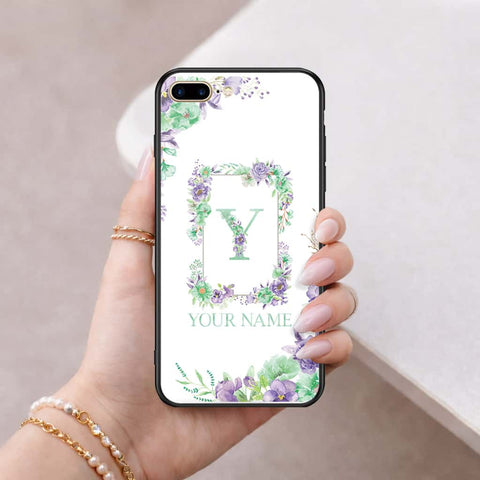 iPhone 8 Plus / 7 Plus - Personalized Alphabet Series - HQ Ultra Shine Premium Infinity Glass Soft Silicon Borders Case