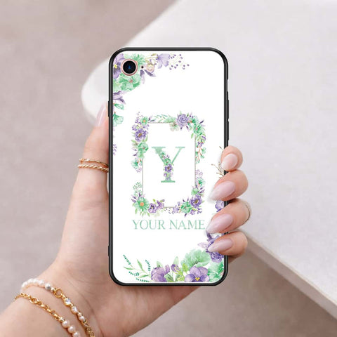 iPhone 8 / 7 - Personalized Alphabet Series - HQ Ultra Shine Premium Infinity Glass Soft Silicon Borders Case