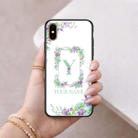 iPhone XS Max - Personalized Alphabet Series - HQ Ultra Shine Premium Infinity Glass Soft Silicon Borders Case