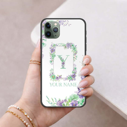 iPhone 11 Pro - Personalized Alphabet Series - HQ Ultra Shine Premium Infinity Glass Soft Silicon Borders Case