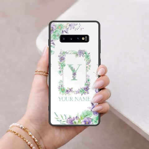 Samsung Galaxy S10 Plus Cover - Personalized Alphabet Series - HQ Ultra Shine Premium Infinity Glass Soft Silicon Borders Case