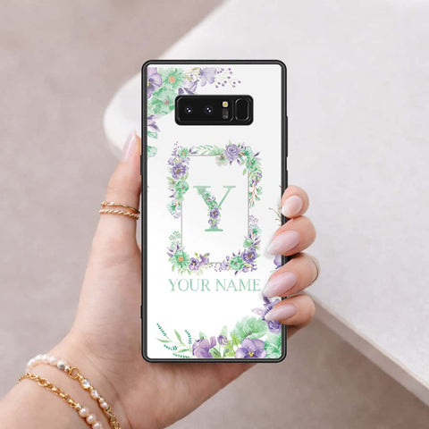 Samsung Galaxy Note 8 Cover - Personalized Alphabet Series - HQ Ultra Shine Premium Infinity Glass Soft Silicon Borders Case