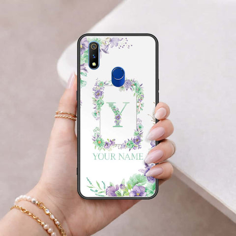 Realme 3 Pro Cover - Personalized Alphabet Series - HQ Ultra Shine Premium Infinity Glass Soft Silicon Borders Case