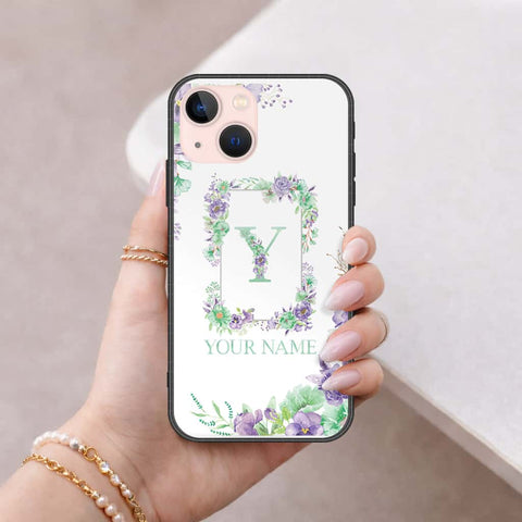 iPhone 14 - Personalized Alphabet Series - HQ Ultra Shine Premium Infinity Glass Soft Silicon Borders Case