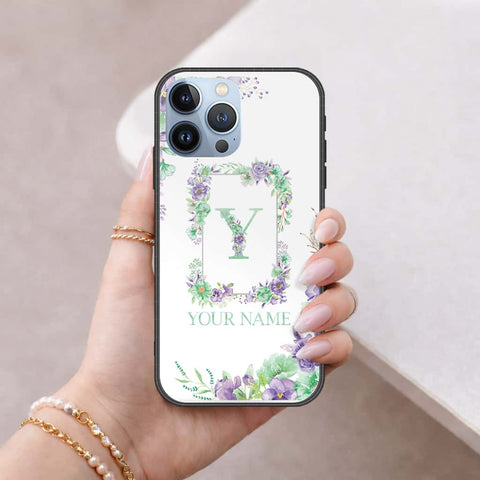 iPhone 14 Pro Cover - Personalized Alphabet Series - HQ Ultra Shine Premium Infinity Glass Soft Silicon Borders Case