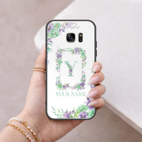Samsung Galaxy S7 Cover - Personalized Alphabet Series - HQ Ultra Shine Premium Infinity Glass Soft Silicon Borders Case