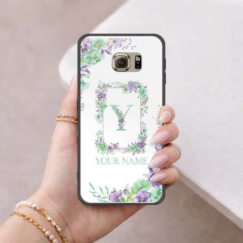 Samsung Galaxy S6 Cover - Personalized Alphabet Series - HQ Ultra Shine Premium Infinity Glass Soft Silicon Borders Case