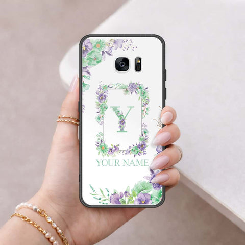 Samsung Galaxy S7 Edge Cover - Personalized Alphabet Series - HQ Ultra Shine Premium Infinity Glass Soft Silicon Borders Case