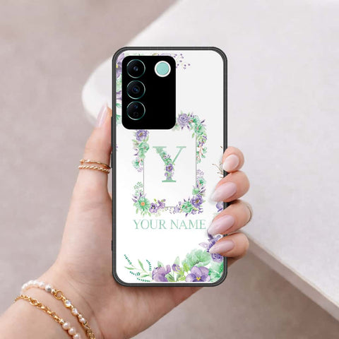Vivo V27e Cover - Personalized Alphabet Series - HQ Ultra Shine Premium Infinity Glass Soft Silicon Borders Case