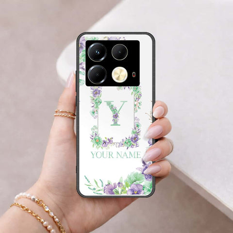 Infinix Note 40 Cover - Personalized Alphabet Series - HQ Ultra Shine Premium Infinity Glass Soft Silicon Borders Case