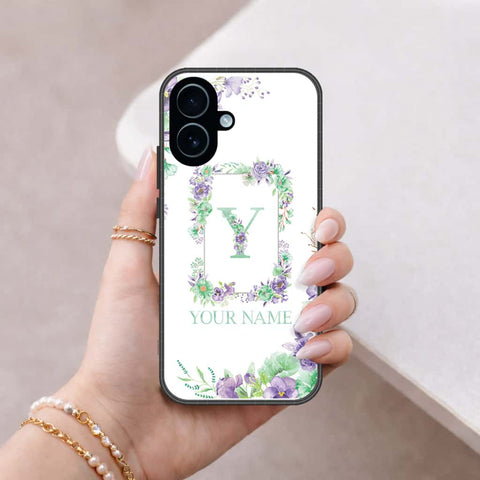 iPhone 18 - Personalized Alphabet Series - HQ Ultra Shine Premium Infinity Glass Soft Silicon Borders Case