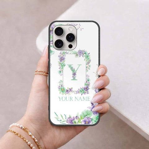 iPhone 16 Pro Max - Personalized Alphabet Series - HQ Ultra Shine Premium Infinity Glass Soft Silicon Borders Case