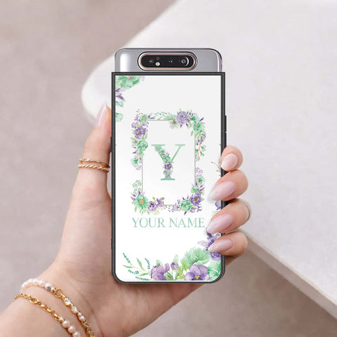 Samsung Galaxy A80 Cover - Personalized Alphabet Series - HQ Ultra Shine Premium Infinity Glass Soft Silicon Borders Case