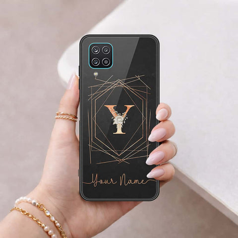 Samsung Galaxy A12 Cover - Personalized Alphabet Series - HQ Ultra Shine Premium Infinity Glass Soft Silicon Borders Case