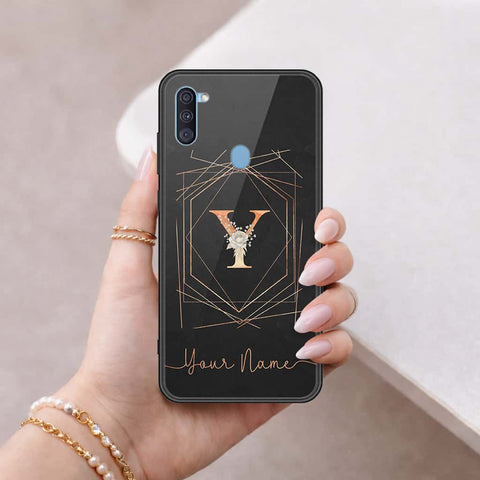 Samsung Galaxy M11 Cover - Personalized Alphabet Series - HQ Ultra Shine Premium Infinity Glass Soft Silicon Borders Case