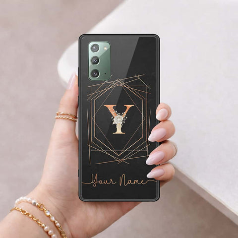 Samsung Galaxy Note 20 Cover - Personalized Alphabet Series - HQ Ultra Shine Premium Infinity Glass Soft Silicon Borders Case