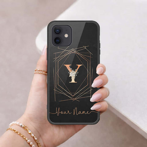 iPhone 12 Mini Cover - Personalized Alphabet Series - HQ Ultra Shine Premium Infinity Glass Soft Silicon Borders Case