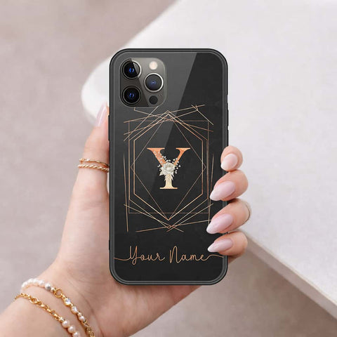 iPhone 12 Pro - Personalized Alphabet Series - HQ Ultra Shine Premium Infinity Glass Soft Silicon Borders Case