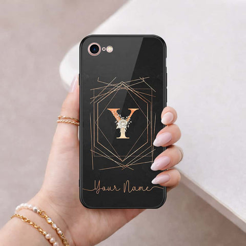 iPhone 8 / 7 - Personalized Alphabet Series - HQ Ultra Shine Premium Infinity Glass Soft Silicon Borders Case