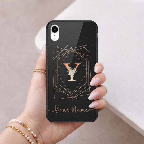 iPhone XR - Personalized Alphabet Series - HQ Ultra Shine Premium Infinity Glass Soft Silicon Borders Case