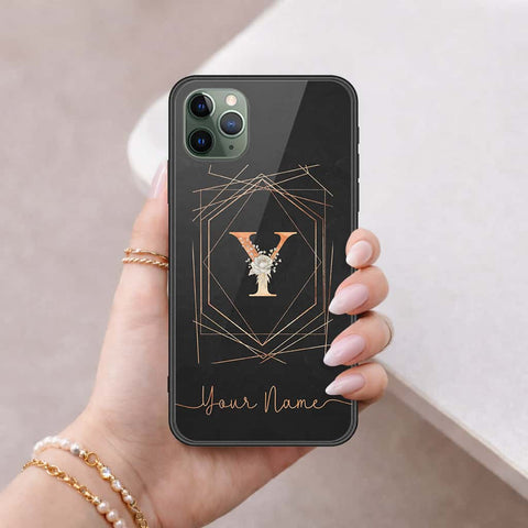 iPhone 11 Pro Max - Personalized Alphabet Series - HQ Ultra Shine Premium Infinity Glass Soft Silicon Borders Case