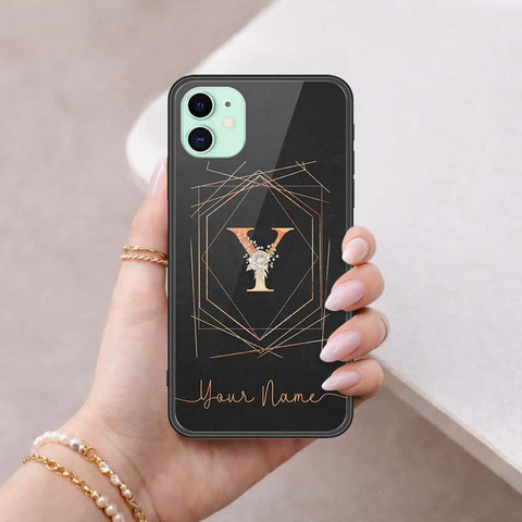 iPhone 11 - Personalized Alphabet Series - HQ Ultra Shine Premium Infinity Glass Soft Silicon Borders Case