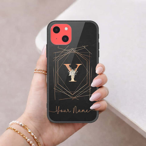 iPhone 13 Mini Cover - Personalized Alphabet Series - HQ Ultra Shine Premium Infinity Glass Soft Silicon Borders Case
