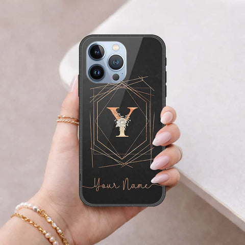 iPhone 13 Pro Cover - Personalized Alphabet Series - HQ Ultra Shine Premium Infinity Glass Soft Silicon Borders Case
