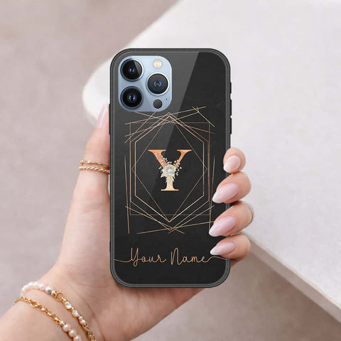 iPhone 13 Pro Max Cover - Personalized Alphabet Series - HQ Ultra Shine Premium Infinity Glass Soft Silicon Borders Case