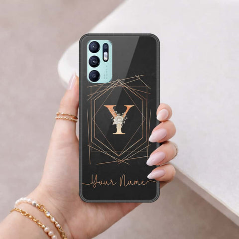 Oppo Reno 6 Cover - Personalized Alphabet Series - HQ Ultra Shine Premium Infinity Glass Soft Silicon Borders Case