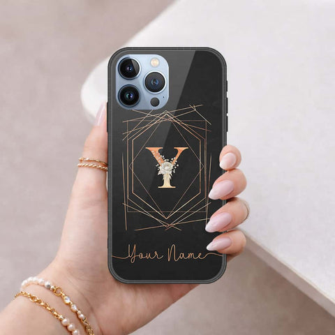 iPhone 14 Pro Cover - Personalized Alphabet Series - HQ Ultra Shine Premium Infinity Glass Soft Silicon Borders Case