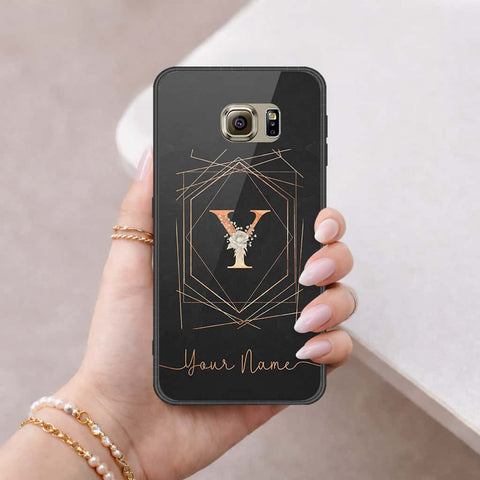 Samsung Galaxy S6 Cover - Personalized Alphabet Series - HQ Ultra Shine Premium Infinity Glass Soft Silicon Borders Case