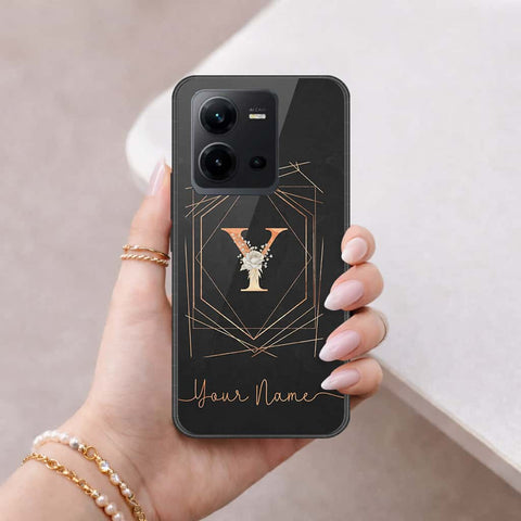 Vivo V25e Cover - Personalized Alphabet Series - HQ Ultra Shine Premium Infinity Glass Soft Silicon Borders Case