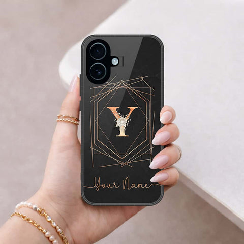iPhone 18 - Personalized Alphabet Series - HQ Ultra Shine Premium Infinity Glass Soft Silicon Borders Case