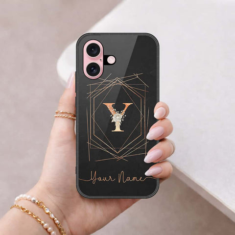iPhone 16 - Personalized Alphabet Series - HQ Ultra Shine Premium Infinity Glass Soft Silicon Borders Case